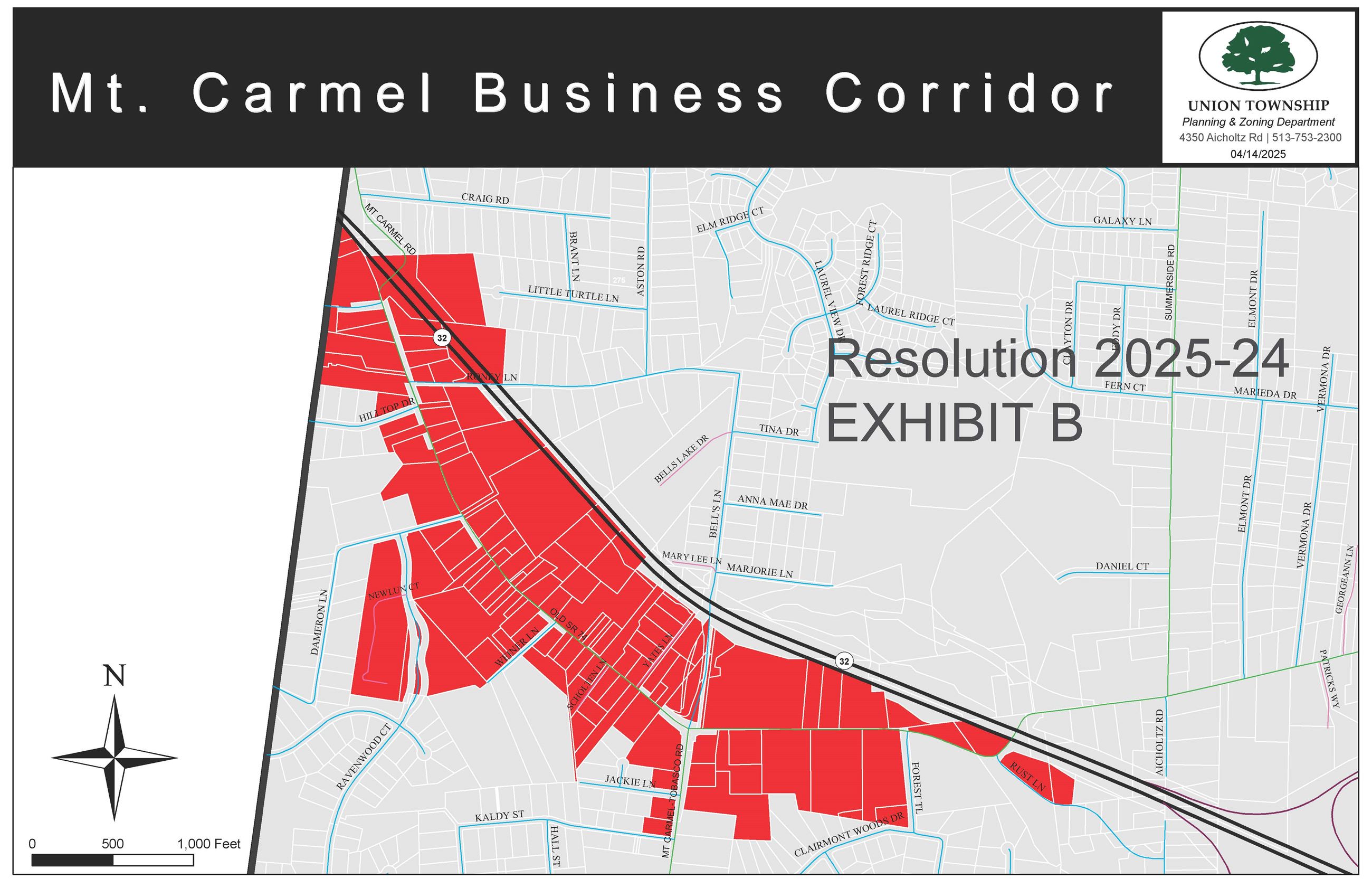 2025-24 EXHIBIT B Mt Carmel Business Corridor Area Map 2025 (002)